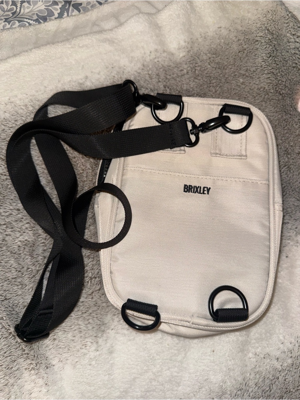 Brixley Cream Men’s Crossbody Belt Bag with Black Strap